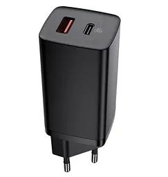 Мережевий зарядний пристрій Baseus GaN Lite 65 W 1 USB + Type-C (CCGAN2L-B01) чорний