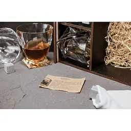 Подарунковий набір Whiskey Stones камені для віскі у дерев'яному пеналі №8 + 4 склянки Bohemia Quadro + щипці + мішечок - мініатюра 5