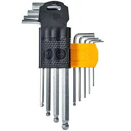 Комплект ключів Ingco шестигранних з кулькою 1.5-10 мм 9 шт (HHK12091) - мініатюра 4