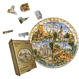 Дерев'яний фігурний пазл puzzlean Композиція Луцька, А3, Дерев'яна коробка 200 елементів