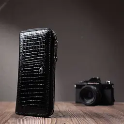 Лакований жіночий гаманець на блискавці із натуральної шкіри ST Leather 22678 чорний - мініатюра 9