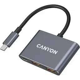 Концентратор Canyon hub DS-3 3in1 USB-C Dark Grey (CNS-TDS3) - мініатюра 2