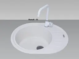 Кухонна мийка Adamant Ovum 615x495x200 білий 000008380, Білий - мініатюра 3