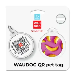 Адресник для собак і котів Waudog Smart ID з QR паспортом Банани на рожевому коло 25 мм - мініатюра 6