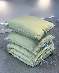 Ковдра зимова AR CLOUD Bamboo 170х205 у сумці + 2 подушки AR CLOUD Bamboo з кантом 50х70 у сумці + постільна білизна LARA сатин двоспальна модель на вибір - мініатюра 2