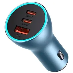 Автомобільний зарядний пристрій Baseus Golden Contactor Pro Quick Charger USB+2Type-C 65W CGJP010003 Blue