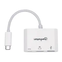 Док-станція USB3.1 Type-C - HDMI/USB 3.0/PD 60W 4-in-1 White Manhattan (152945)