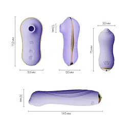 Набір 3в1 Zalo - UNICORN Set Violet, віброяйце, пульсатор, вакуумний стимулятор - мініатюра 2
