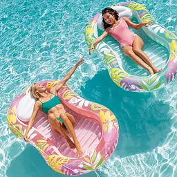 Надувний шезлонг-матрац Intex Tropical Oasis для плавання 196×112×23 см, з підголовником, тросовий леєр, підстаканник, до 100 кг - мініатюра 9