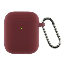 Силіконовий чохол для навушників Apple AirPods 2, Hang Case, бордовий, ультратонкий захисний кейс товщиною 2 мм, захист від подряпин, пилу та ударів, компактний, з карабіном для кріплення, ArmorStandart (ARM59680)