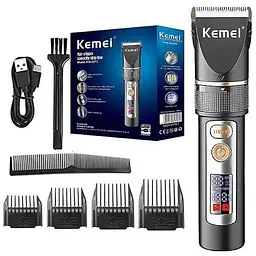 Професійна бездротова машинка Kemei KM-5073 для стрижки волосся USB та LED-дисплеєм 5вт Чорний