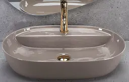 Умивальник Rea Aura накладний 61x41 см beige shiny REA-U6381 - мініатюра 5