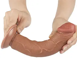 Фалоімітатор Lovetoy Sliding Skin Dual Layer Dong 8" 20 см коричневий - мініатюра 4