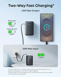 Портативний зарядний пристрій Nano - 10000 mAh 45W Built-In USB-C Cable Black Anker teh0027048 - мініатюра 4