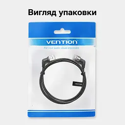 Мережевий кабель Ethernet Vention 1,5 м патч-корд RJ45 штекер на RJ45 штекер Cat6A до 10 Гбіт/с кутові роз'єми 90° з обертанням на 360° тонкий діаметром 2,8 мм неекранована вита пара UTP жили з безкисневої міді смуга частот 500 МГц чорний (IBOBG) - мініатюра 10