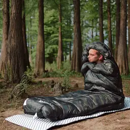 Спальний мішок з капюшоном Naturehike M320 CNK2350WS023 правий зелений камуфляж - мініатюра 4