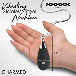 Кольє з підвіскою вібратором Charmed Vibrating Silicone Teardrop Neckl, 90 см (чорний) - мініатюра 8