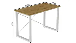 Письмовий стіл Ferrum-decor Драйв 750x1400x700 Білий метал ДСП Дуб Артізан 32 мм (FRD-103420) - мініатюра 6