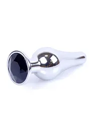 Анальна пробка - Jewellery Silver Long Plug Black - мініатюра 9