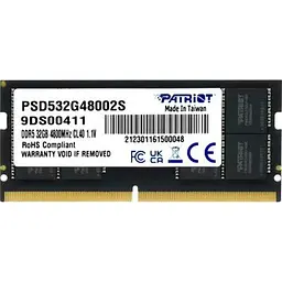 Модуль пам'яті для ноутбука SoDIMM DDR5 32GB 4800 MHz Patriot (PSD532G48002S) - мініатюра 2