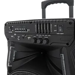 Потужна акустична система з підсвічуванням ZXX - 7373, 400W, Дротовий мікрофон, вбудований акум 12В 7А, живлення 220в, Black, Box - мініатюра 4