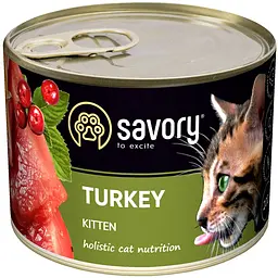 Набір вологих кормів для кошенят Savory Kitten 3+1 з індичкою 800 г (4 шт. х 200 г) - мініатюра 4