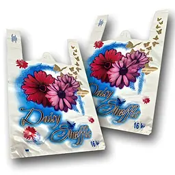 Пакет майка з малюнком поліетиленова 29х46 GS "Daisy Shuffle" біла 250 шт/уп.