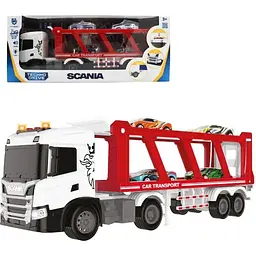 Ігровий набір серії "Large Truck" – АВТОПЕРЕВІЗНИК SCANIA, 4 машини, світло, звук (6414KS)