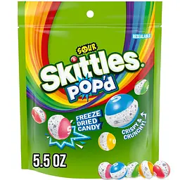 Кислі цукерки Skittles Pop'd Sour Freeze Dried Candy 156г