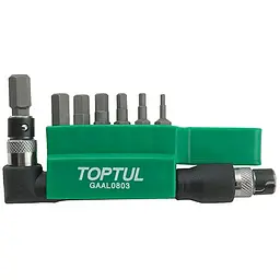 Набір біт + Г-подібний перехідник TOPTUL 1/4" HEX 2-8 мм 8 од. GAAL0803