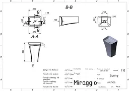 Умивальник Miraggio SUNNY (0001249) Miramarble, Глянцевий, Підлоговий/Пристінний, Білий - мініатюра 2