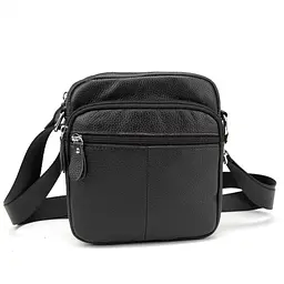 Шкіряний компактний чоловічий месенджер чорний Tiding Bag M56-0080A