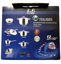 Набір каструль з кришками Z.P. Home ZPH-200, 16 предметів - мініатюра 2