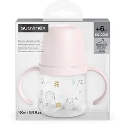 Чашка з силіконовим носиком Suavinex Bear family 150 мл +6 місяців рожева (308675) - мініатюра 5
