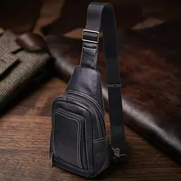 Чоловіча сумка через плече з натуральної шкіри 21284 Vintage чорна