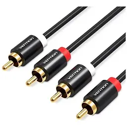 Кабель мультимедійний 2xRCA M to 2xRCA M 1.0m black Vention (VAB-R06-B100)