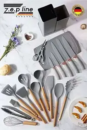 Набір ножів + кухонне приладдя Zepline ZP-107 19 предметів (Сірий)