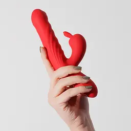 Вібратор-кролик Crushious Lapin Thrusting 21.5 см (червоний) - мініатюра 15