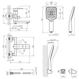 Змішувач для ванни Kroner KRP Edelstahl Kubus - PVD060 (CV035907) - мініатюра 8