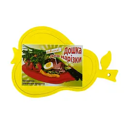 Дошка обробна пластикова для нарізування м'яса, риби, овочів і фруктів у формі груші (280х190 мм), Kitchette Жовтий 84687 - мініатюра 3