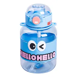 Дитяча пляшка для води HELLO-HELLO 680 мл з ремінцем, блакитний Yiwu HP-14-46BL - мініатюра 2