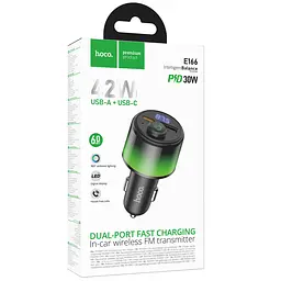 АЗП FM модулятор Hoco E166 Path PD42W+QC3.0 1USB-A/1C Black - мініатюра 2