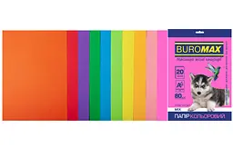 Набір кольорового паперу NEON+INTENSIVE, 10 кол., 20 арк., А4, 80 г/м² BM.2721820-99 BUROMAX (4823078962355)