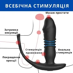 Масажер простати I’MCUM Prostate Master з 12 режимами вібрації та функцією поштовхів Чорний (IM-KGS001) - мініатюра 4