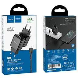 Мережевий зарядний пристрій Hoco N2 Vigour single port charger Set Micro ( EU ) Чорний - мініатюра 3