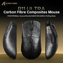 Ігрова бездротова мишка Attack Shark R11 Ultra / Три режими підключення / 42 000 DPI / Cенсор PixArt PAW3950MAX / Black - мініатюра 2