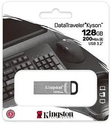 USB флеш-накопичувач Kingston DataTraveler Kyson 128GB USB-A 3.2 Gen 1 Silver/Black (DTKN/128GB) [52238] - мініатюра 3