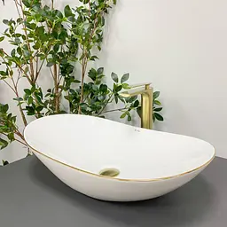 Умивальник VBI Turin white gold Edge накладний VBI-011508, Золотий - мініатюра 5