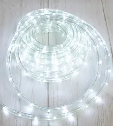 Світлодіодна гнучка led стрічка 8 м. біла вулична лід гірлянда діодна з блоком живлення 220 В (ST) - мініатюра 2