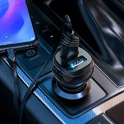 Адаптер автомобільний HOCO Type-C Cable Superior dual port car charger set Z40 зарядний чорний - мініатюра 5